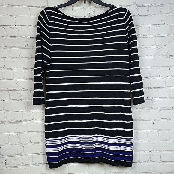 White House Black Market Boat Neck Stripe Pullover Top Lightweight Sweater - Picture 9 of 10